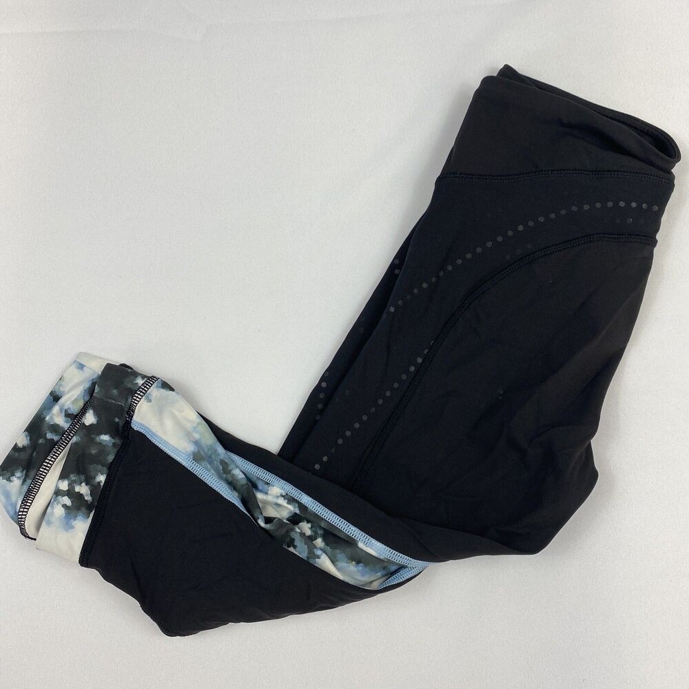 Lululemon Womens Black & Tie Dye Athletic Activewear Yoga Capris Pants Size 4